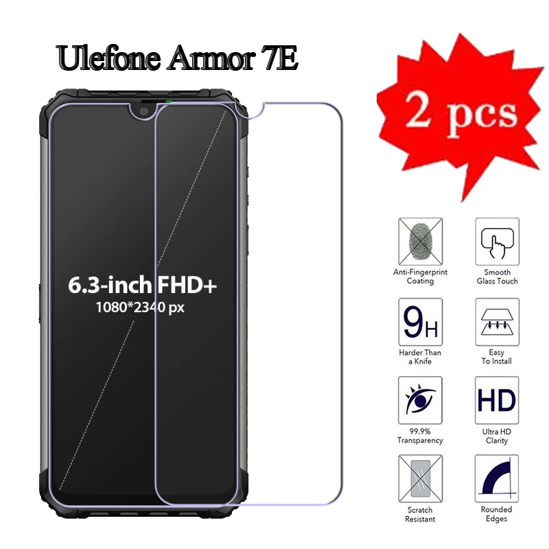 

2-1Pcs For Ulefone Armor 7E Glass 2.5D 9H Phone Screen Protector Film For Armor 7 E Explosion-proof Protective Cover