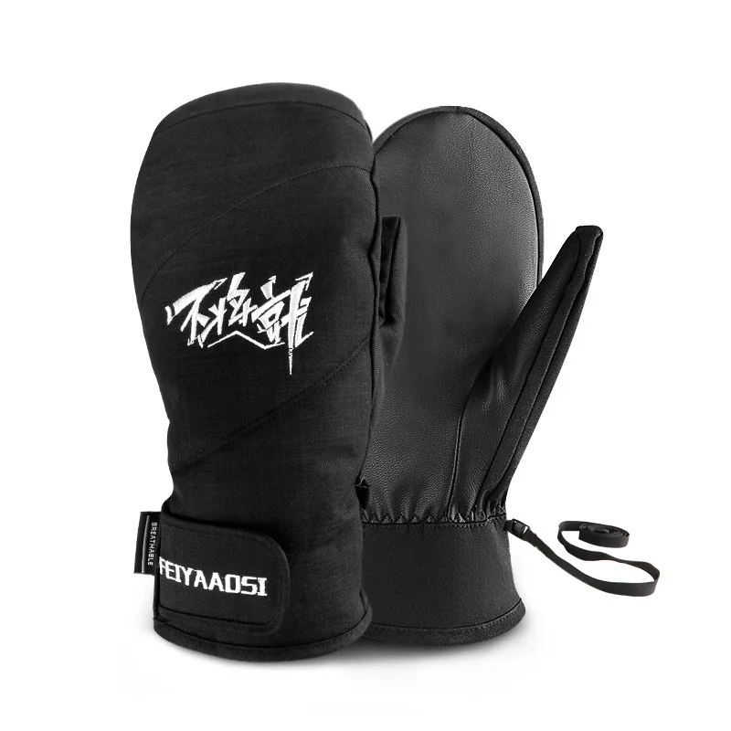 

Winter Gloves Professional Waterproof Plus Velvet Warm Ski Snowboard PU Leather Non-slip Touch Screen Mittens Bicycle Gloves