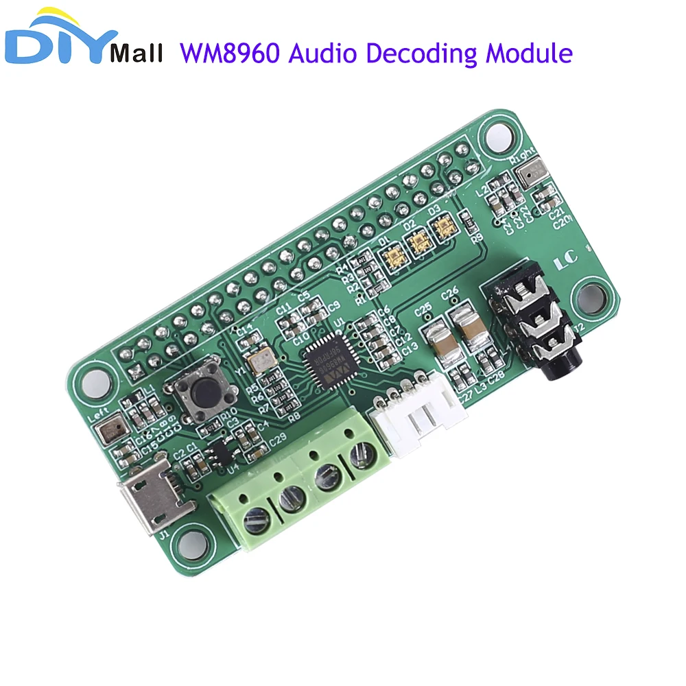 

WM8960 Audio Decoding Module Hi-Fi Sound Card HAT for Raspberry Pi Stereo Record I2S Dual Microphone Voice Recognition Board
