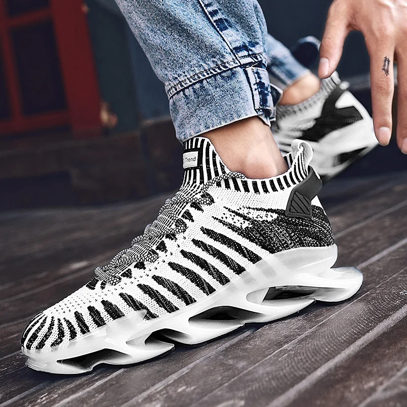 JIEMIAO New Blade Sole Men Sneakers Outdoor Reflective Large Size Running Shoes High Quality Non-slip Training Sports Shoes