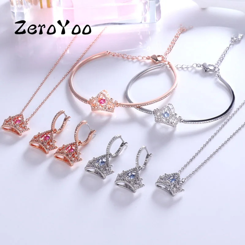 

Fashion Jewelry Sets SWA 2022 Charms Beat Crystal Crown Queen Name Necklace Earring Bracelet Sweet Christmas Gift Free Shipping