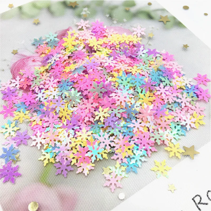 Блестки в виде снежинок разных цветов 5 мм 10 разные размеры блестки искусственные