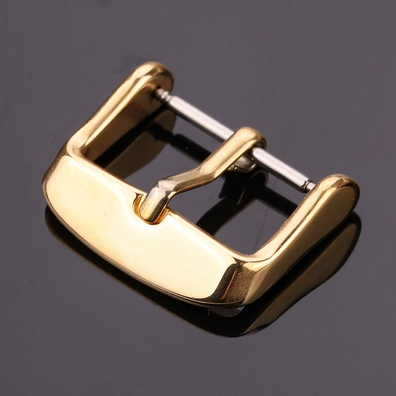 HENGRC Watch Buckle 16 18 20 22 24mm Polished Black Glod Solid Stainless Steel Watchband Strap Clasp Accessories