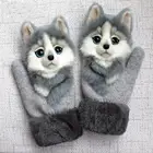 Женские зимние перчатки, женские уличные плотные теплые перчатки с 3D рисунком кота, утепленные перчатки для мужчин и женщин, рождественские подарки