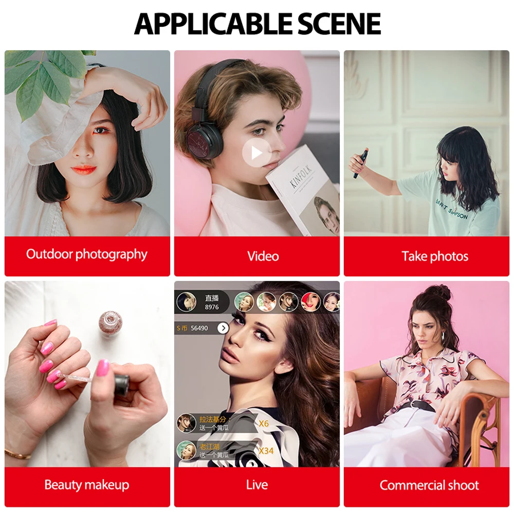 

Photo LED Selfie Ring Fill Light 10inch Dimmable Camera Phone 26CM Ring Lamp With Stand Tripod For Makeup Video Live Studio