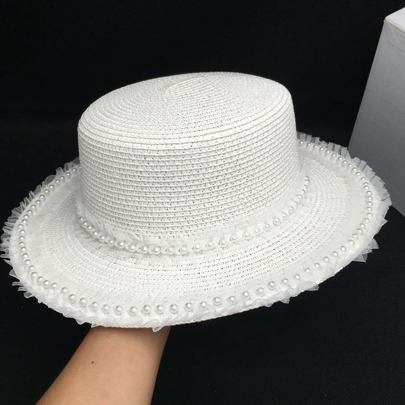Шляпа Соломенная женская кружевная модная пляжная Панама от солнца для отдыха и