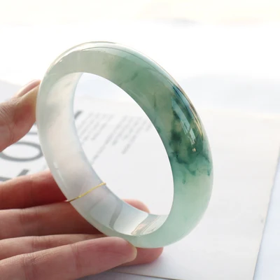 Натуральный бирманский жадеит 54-64 мм светильник браслет с голубым цветком