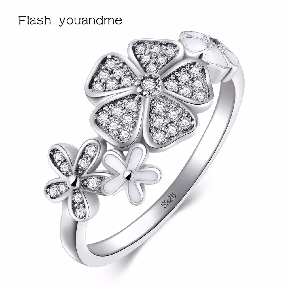 

Solid 925 sterling Silver Vintage Flower Ring Fashion Daisy Cherry Finger Silver Rings Engagement Wedding Jewelry for women