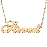steven love heart name necklace personalized gold plated stainless steel collar for women girls friends birthday wedding gift