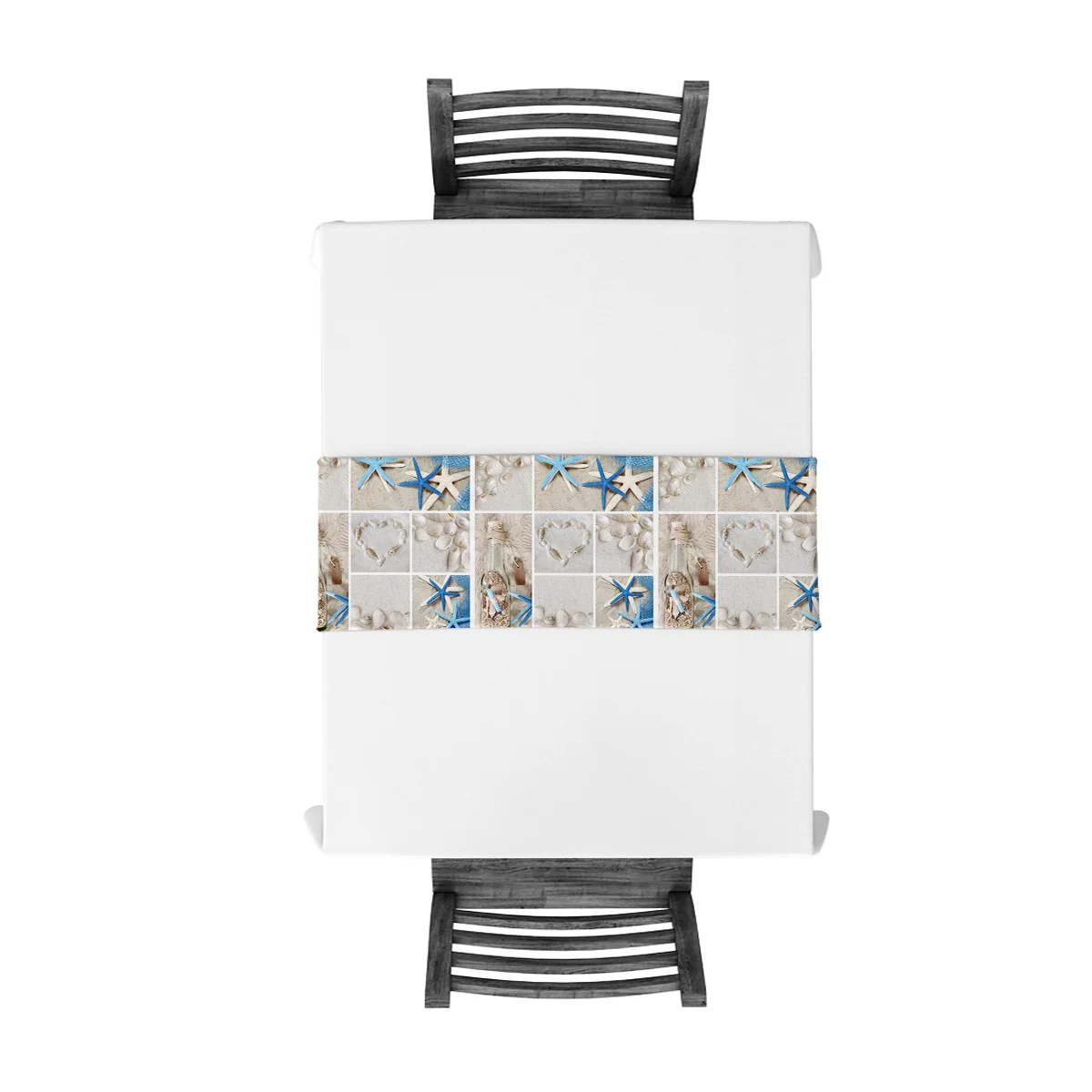 Modern Table Runner Beach Shell Drifting Bottle Print Runners for Wedding Party Home Decorations Picnic Dining Cover |