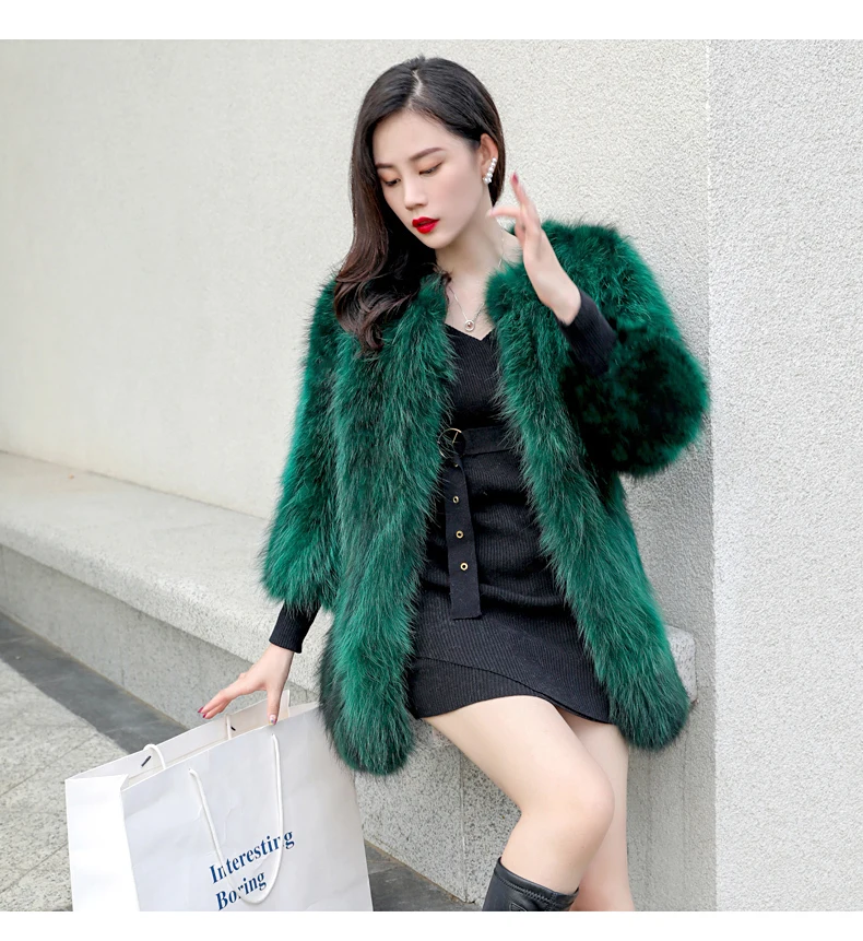 Женское пальто из натурального меха енота модное теплая зимняя куртка|Шубы и