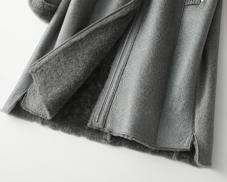 New Arrival Real Sheepskin Lady Coat With Fox Fur Collar With Long Sleeve Zipper Elegent Style Thick Warm Fur