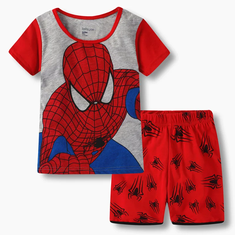 Kids Baby Pajamas Set Summer Cotton Children Short Sleeve Sleepwear Cartoon Spiderman Cars Boys Pyjamas Girl Clothing Nightwears