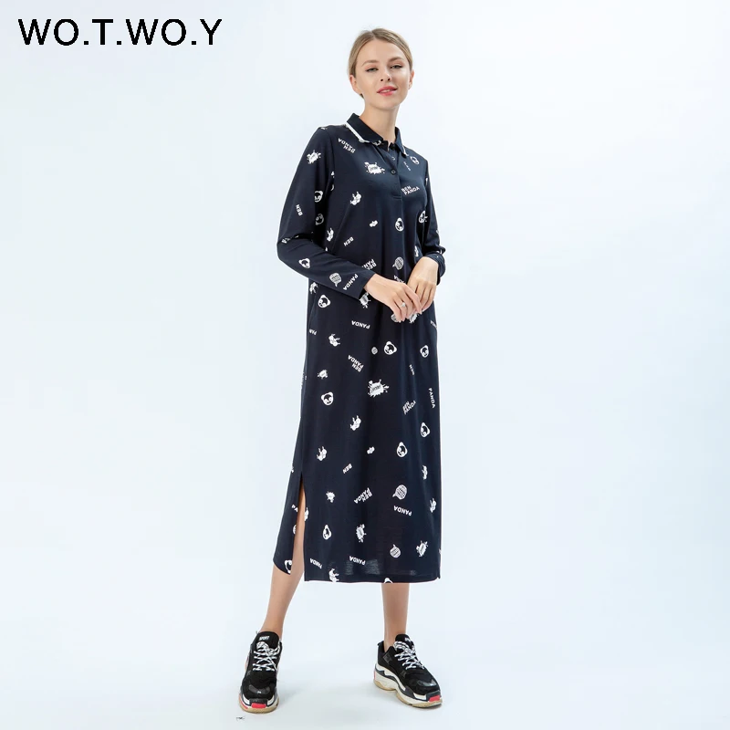 Платье-рубашка WOTWOY женское повседневное трикотажное с карманами на кнопках