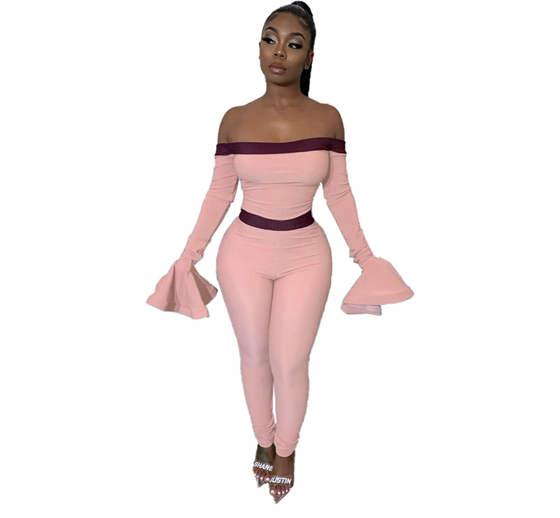 Модный сексуальный комбинезон Adogirl с открытыми плечами и длинными расклешенными