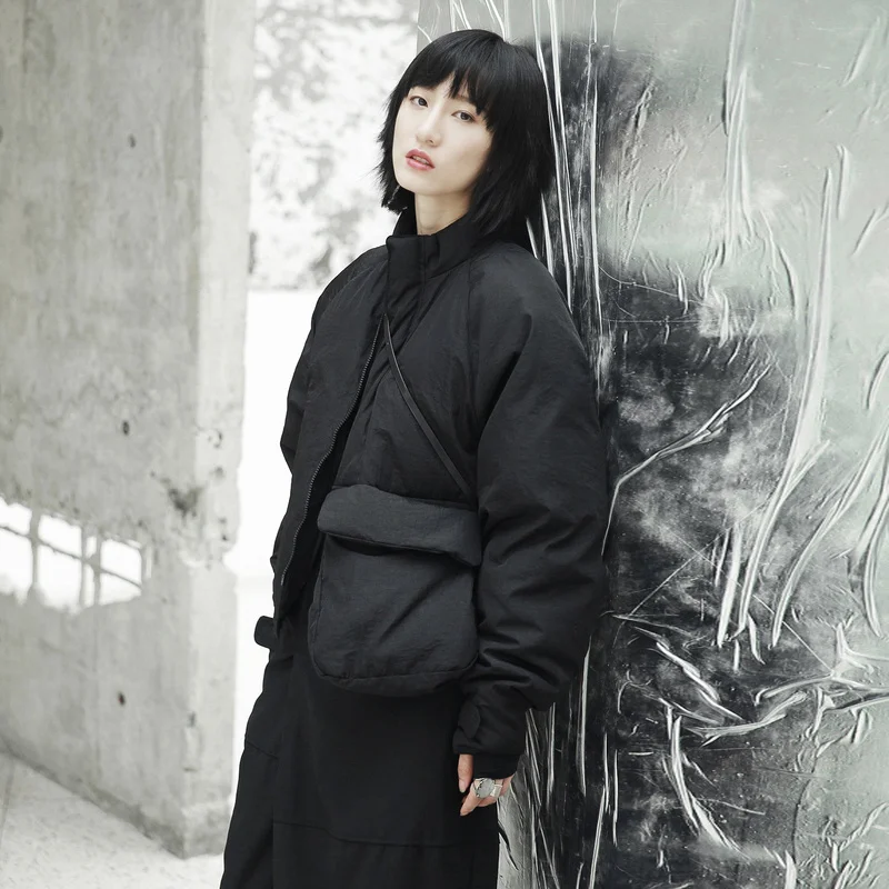 

Женская короткая куртка ZCSMLL, на хлопковой подкладке, с большими карманами, на молнии