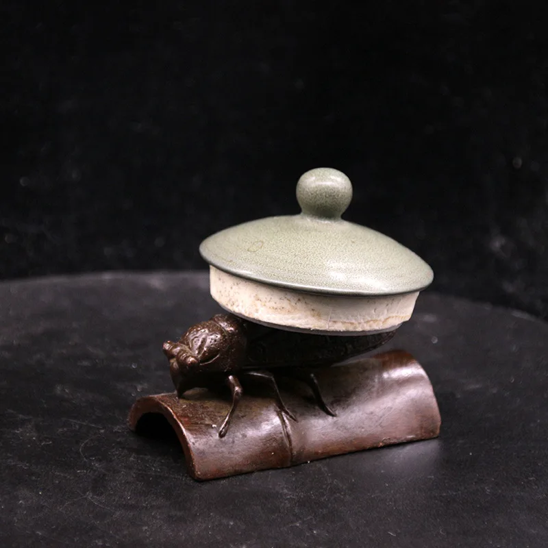 Античный чай из чистой меди золотое украшение для домашних животных Цикада