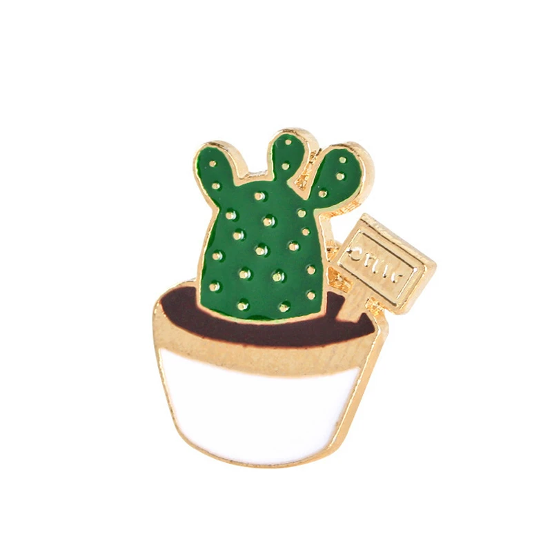 Модная брошь в виде растения эмалированная булавка Зеленый Кактус листья дерева
