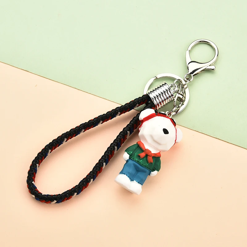 

New Fashion Cute Bear Keychain Key Ring Fashion Cotton Stuffing Cartoon PU Key Chain Creative Car Bag Phone Key Ring EH013