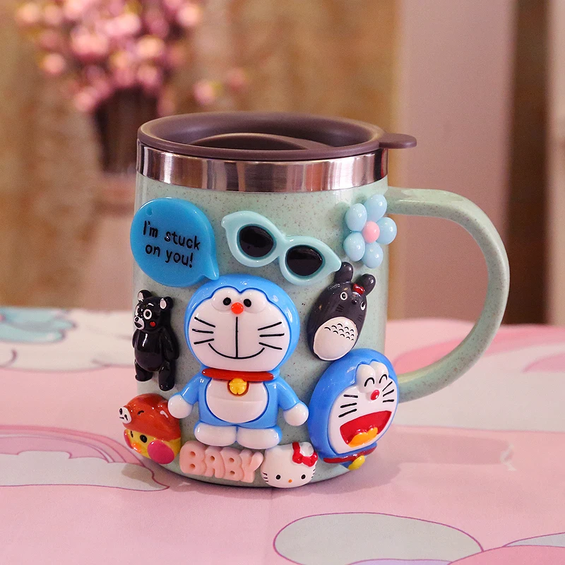 420 мл розовая портативная Пшеничная солома с двойными стенками портативные