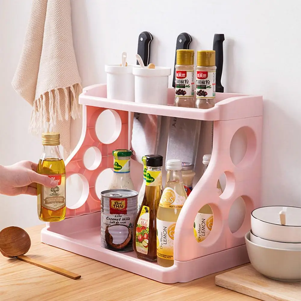 

[ Clerance Sale ] Multifunctional 2 Layer Storage Rack for Kitchen Sauces Knife Organizer
