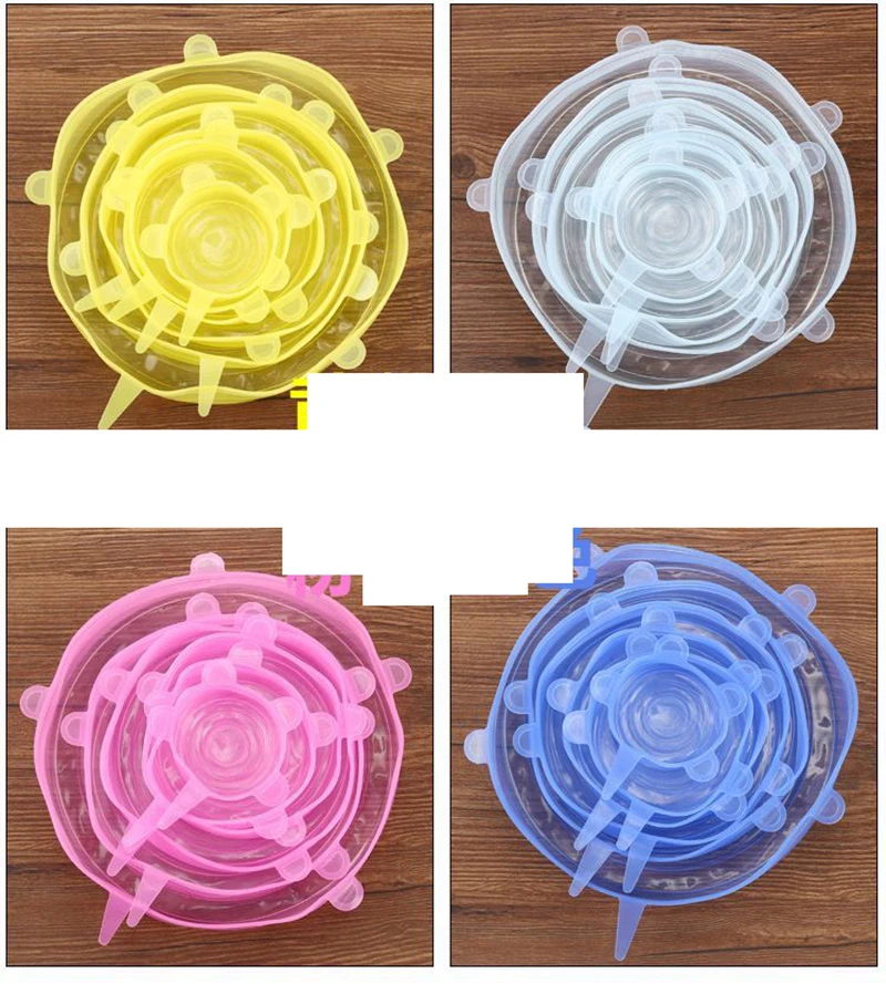 6 шт./компл. силиконовые Еда Обёрточная бумага Чаша Пот крышкой силиконовый чехол