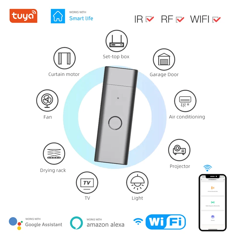 

Tuya WiFi Remote Controller Smart Universal RF+IR Remote USB Shape Smart Controller RF Appliances Works With Alexa Google Home