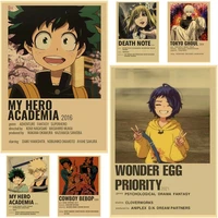 classic anime description posters aesthetic kraft paper my hero academiadeath note poster wall stickers home wall art decor