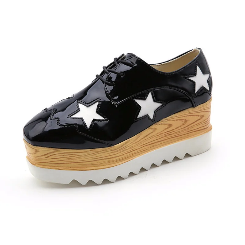 Женские кроссовки на платформе Кожаные Туфли оксфорды толстой подошве со