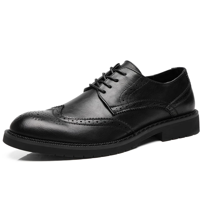 

Men Dress Shoes Autumn Brogue Style Paty Leather Wedding Shoes Men Flats Leather Oxfords Formal Shoes