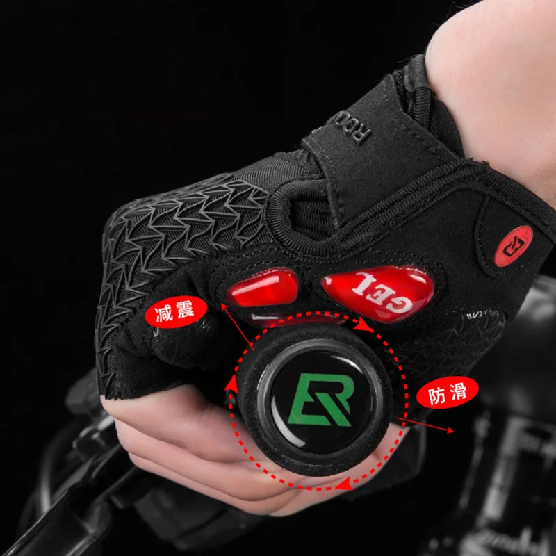 Резиновые перчатки ROCKBROS Half Finger с сенсорным экраном гелевые ударостойкие мужские