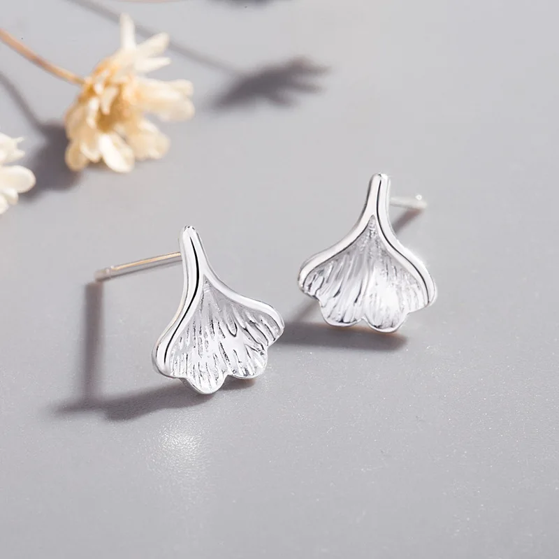 

925 Sterling Silver Leaf Stud Earrings Fashion Jewelry For Women Christmas Gift Female pendientes aretes de mujer