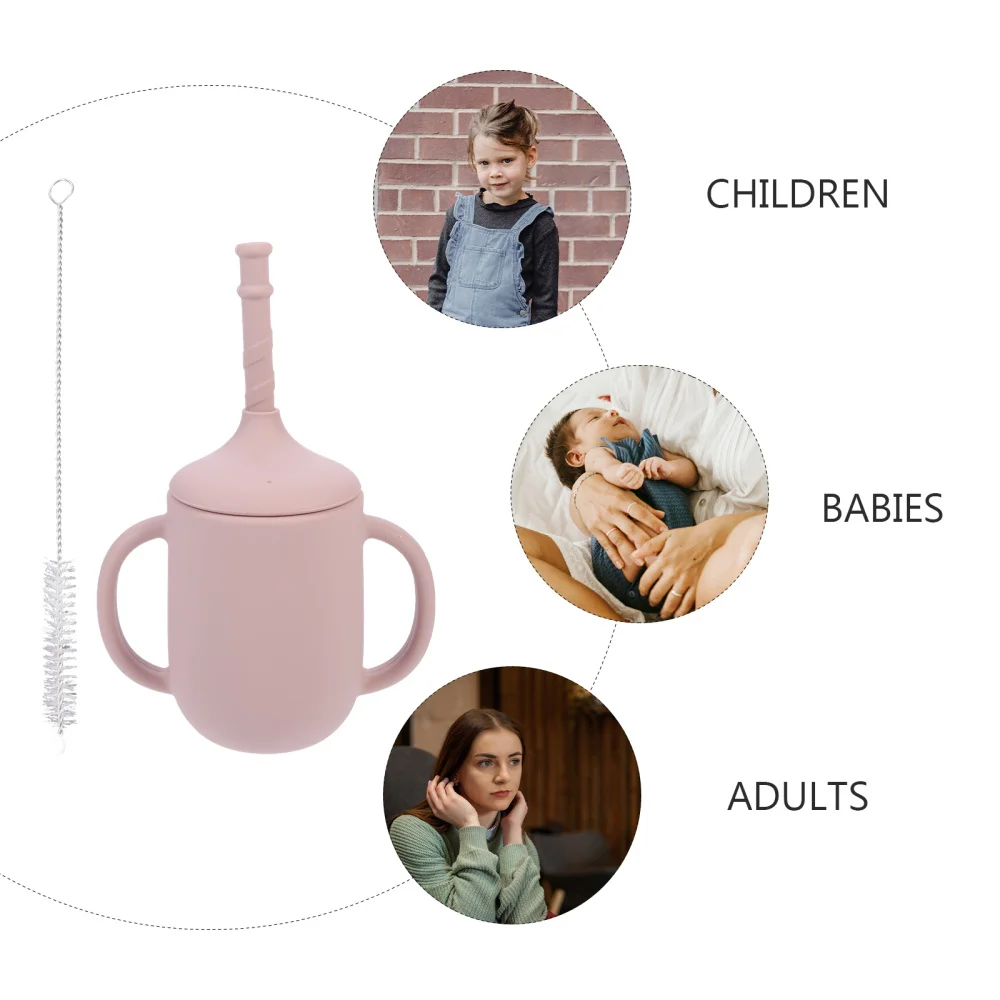 

Silicone Baby Straw Cup Infant Training Cup with Handles Kid Leak-Proof Cup
