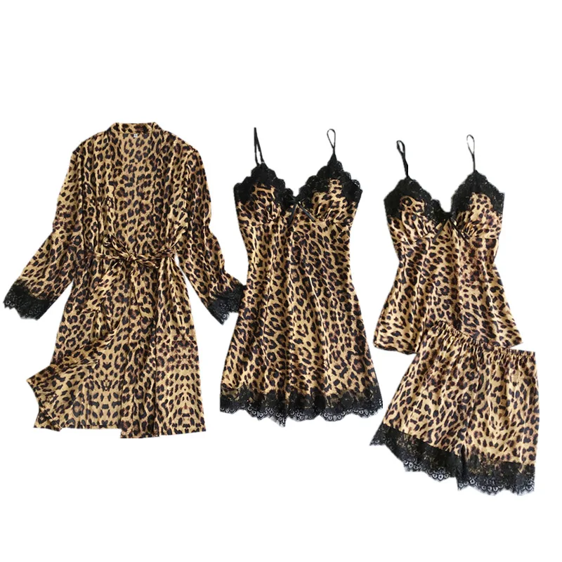 4 шт. пижама с леопардовым принтом на бретельках нижнее белье шорты Дамский