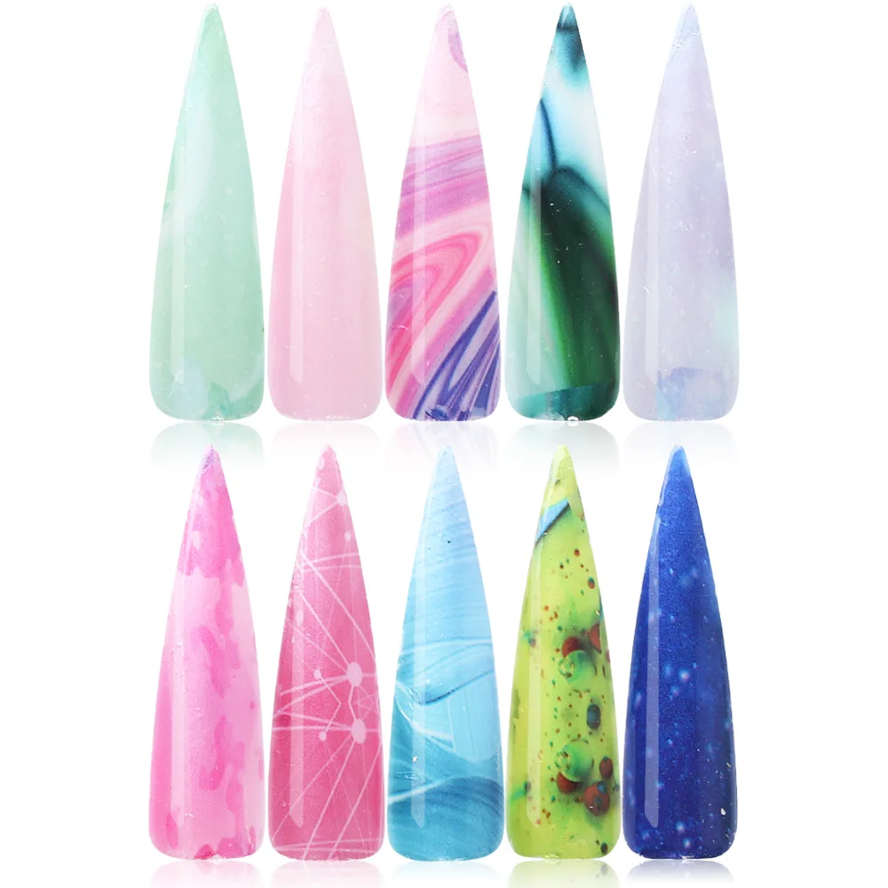 10 шт./компл. фольга для ногтей s наклейки чернила гель градиентный цвет