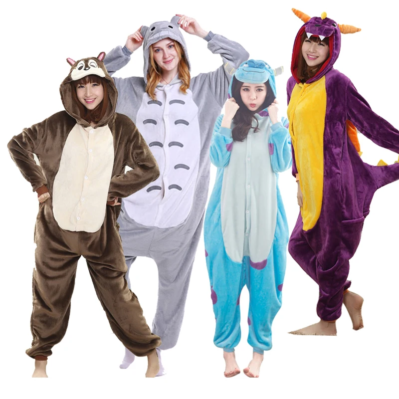 Flanell Tier Pijamas Frauen Pyjamas Cartoon Kigurumi Onesies Für Erwachsene Einteiliges Overall Männer Geburtstag Cosplay Kostüm Anzug