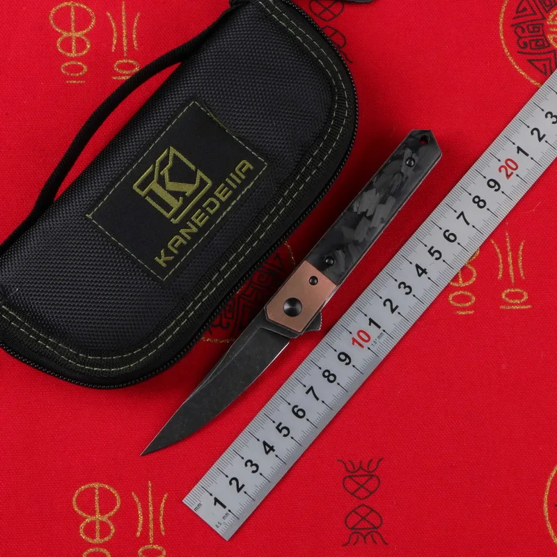 Новый нож KANEDEIIA Kwaiken Flipper N690 лезвие из титановой меди/мрамора ручка CF для кемпинга