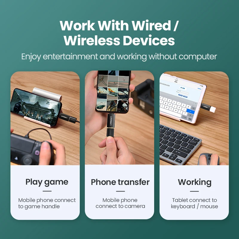 Ugreen OTG адаптер Micro USB к 2 0 папа женскому конвертеры кабели для Samsung Xiaomi Huawei LG Sony