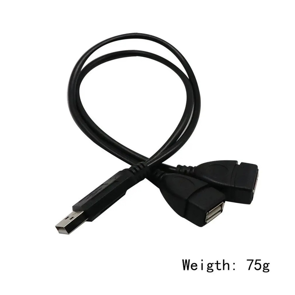 

30CM Portable USB 2.0 A Male To 2 Dual Female Jack Y Splitter Hub Power Cord Adapter Cable For Data Power Charging