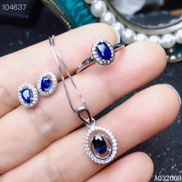 kjjeaxcmy fine jewelry 925 sterling silver inlaid natural sapphire earrings ring pendant luxury girl suit support test