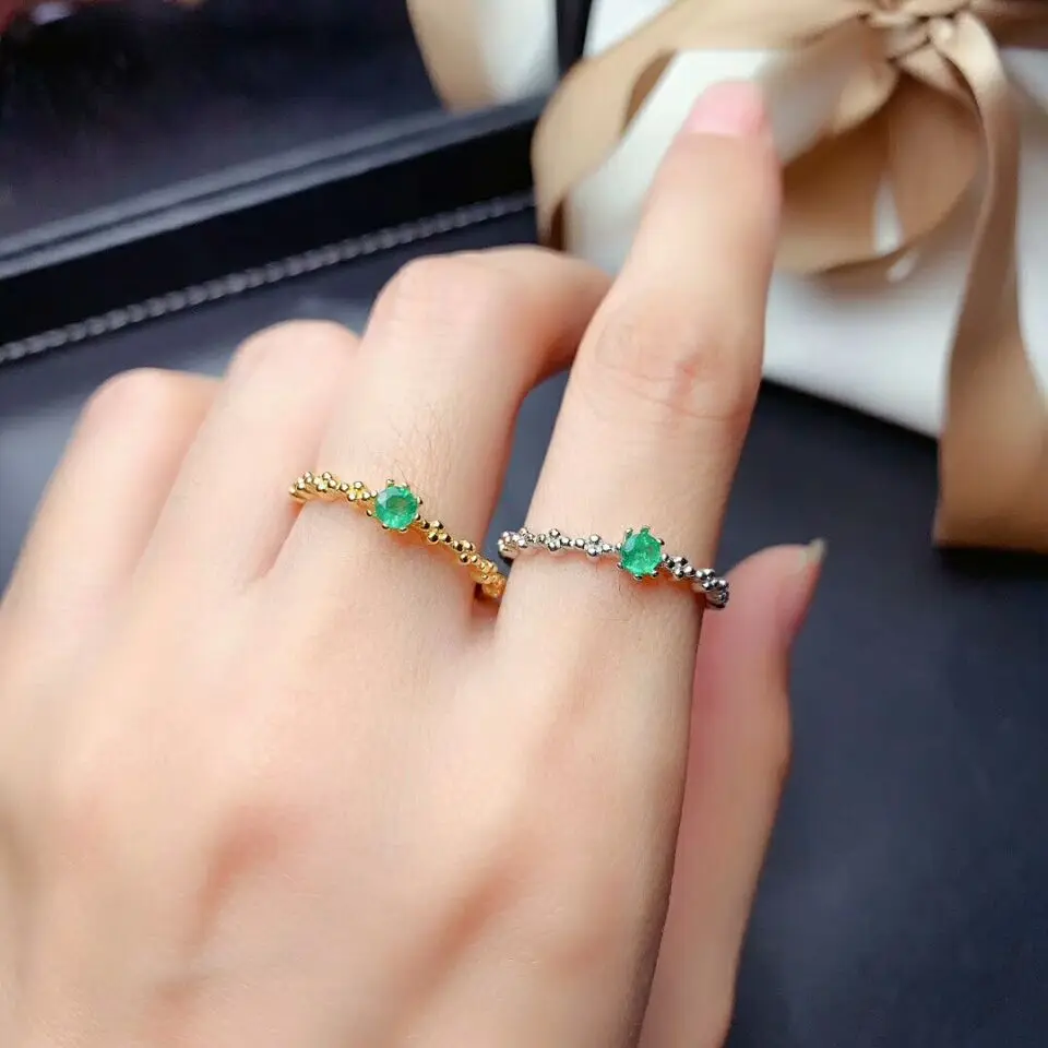 

Кольцо женское из серебра 3,5 пробы, с изумрудом, 925 мм