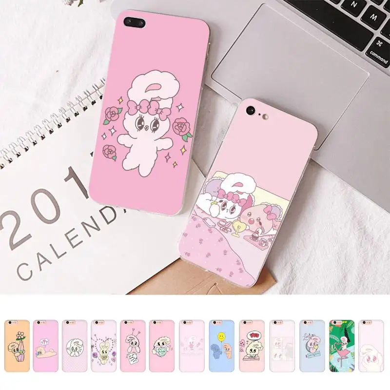 

Cute Pink Rabbit Esther Bunny Phone Case for iPhone 13 11 12 pro XS MAX 8 7 6 6S Plus X 5S SE 2020 XR cover