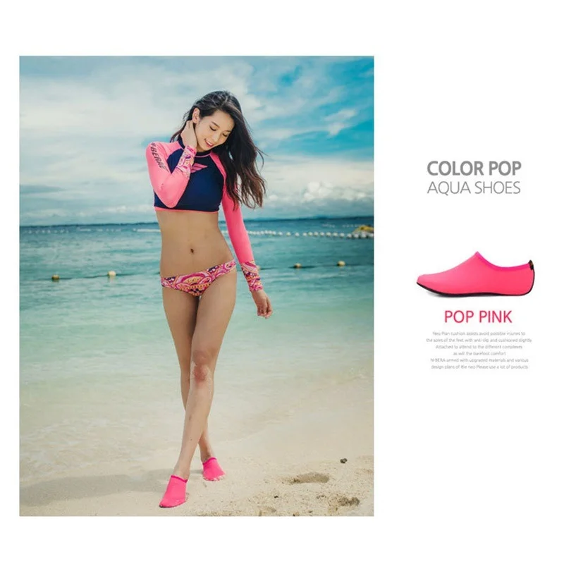 Акватуфли плавательные для мужчин и женщин однотонная летняя пляжная обувь