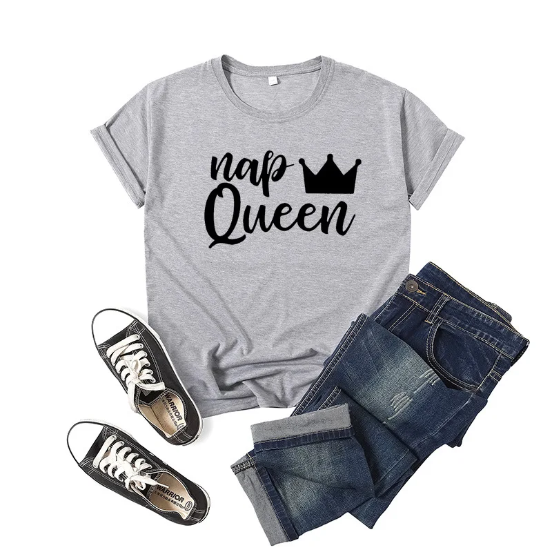 

Nap Queen Crown Letter Print Women T Shirt Short Sleeve O Neck Loose Women Tshirt Ladies Tee Shirt Tops Clothes Camisetas Mujer