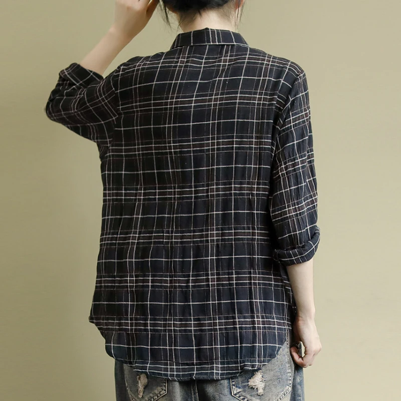 Женская рубашка Johnature с длинным рукавом и отложным воротником универсальная