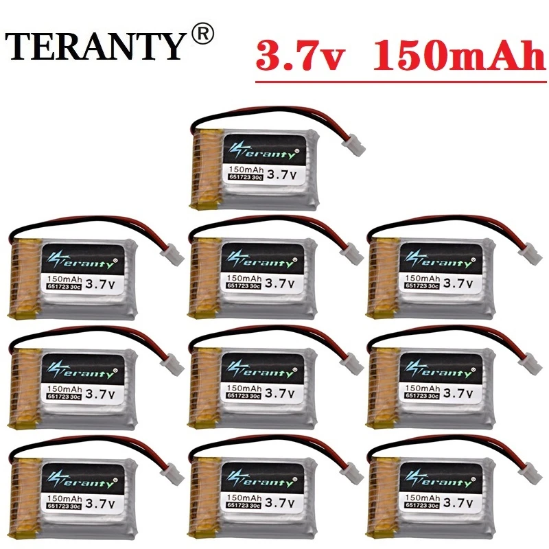 

3.7V 150mah 651723 for H20 S8 M67 U839 RC Quadcopter helicopter spare parts 3.7V LiPo battery for H20 toys Drones batteries