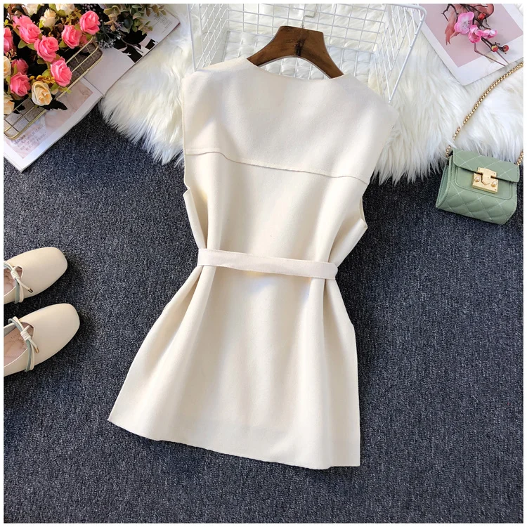 

Wool Vest Women Top Sleeveless Jacket Vintage Spring Autumn Fall Woolen Waistcoat Fashion Ladies Vests Coat Outerwear Female
