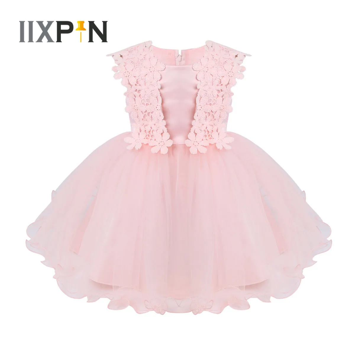 

Infant Baby Girls Sleeveless Lace Flower Mesh Tutu Princess Dresses Children Halloween Christmas Costume Birthday Party Dress Up
