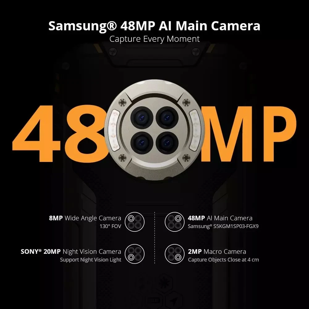 DOOGEE S96 Pro IP68 Водонепроницаемый глобальная версия смартфона 8 ГБ 128 48MP круглый Quad
