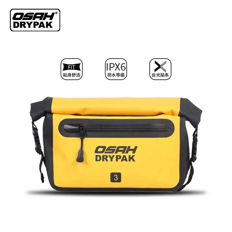 OSAH Waterproof Outdoor Waist Bag 3L Dry Water Resistant Heavy Duty Roll-Top Closure Cushioned Padded Panel Diving Surf Foating